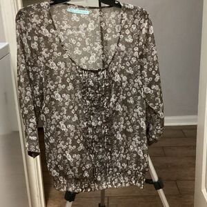 Maurices Sheer Brown Floral Blouse